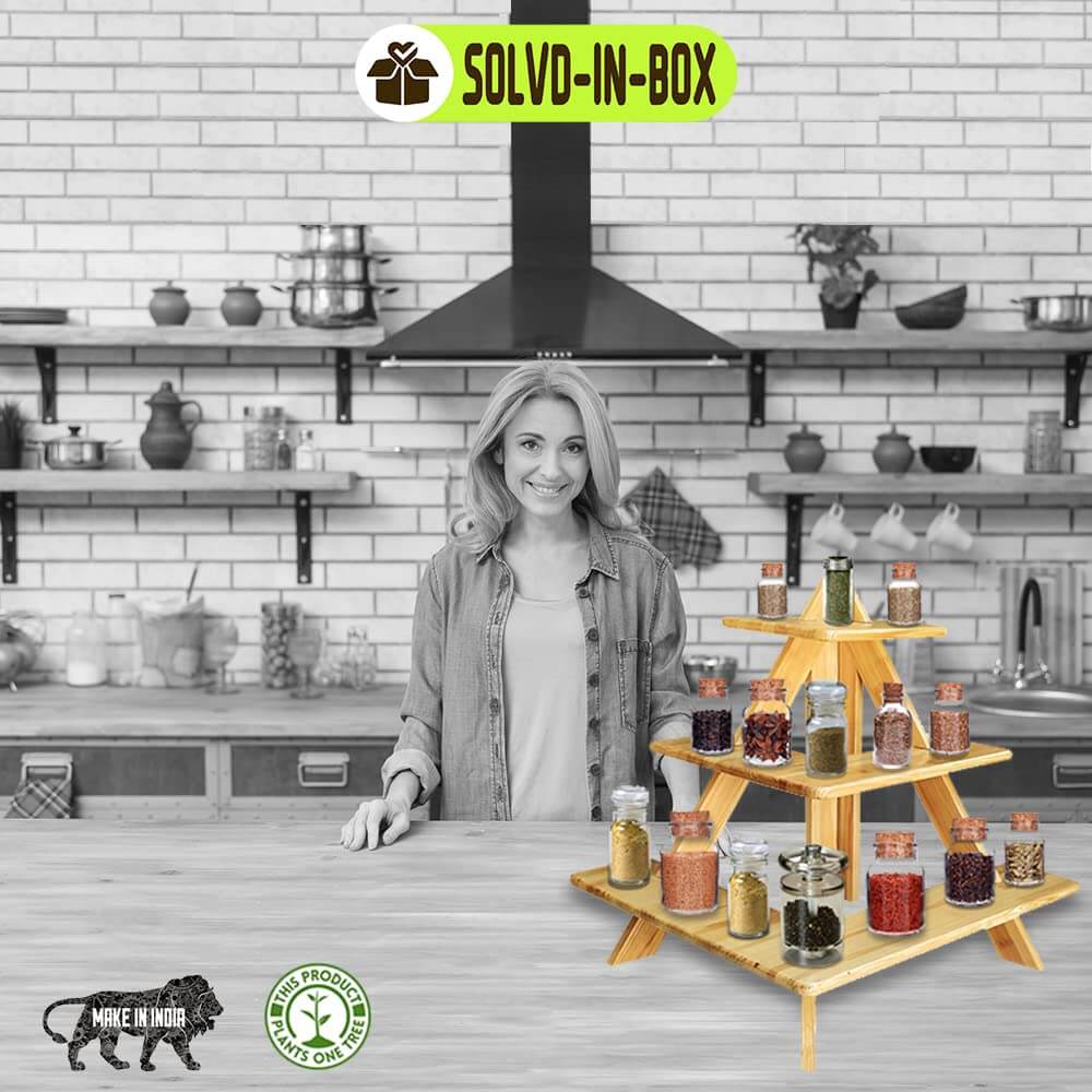 Solvd-in-box Display Stand for Shop Wooden Counter Top Organizer